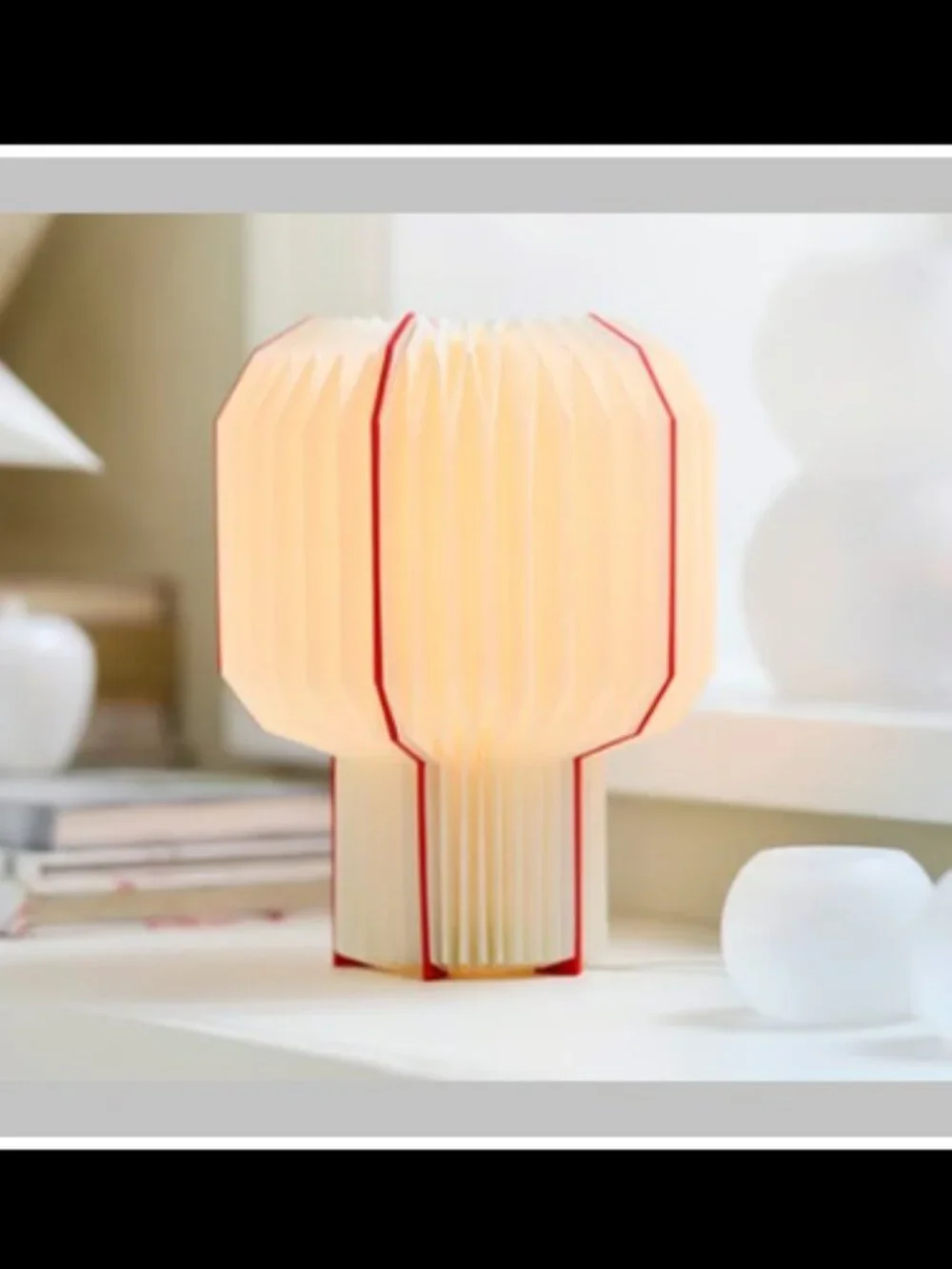 IKEA STRÅLA LED Pleated Table Lamp, White with Red, 606.109.89